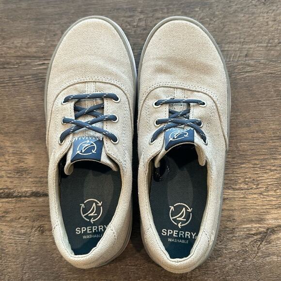 Sperry Little Boy 2 Gray Spinnaker Washable Canvas Boat Shoes - Picture 3 of 14